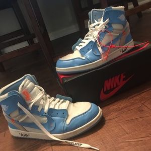 Off White x Nike Air Jordan 1 UNC Blue w Box